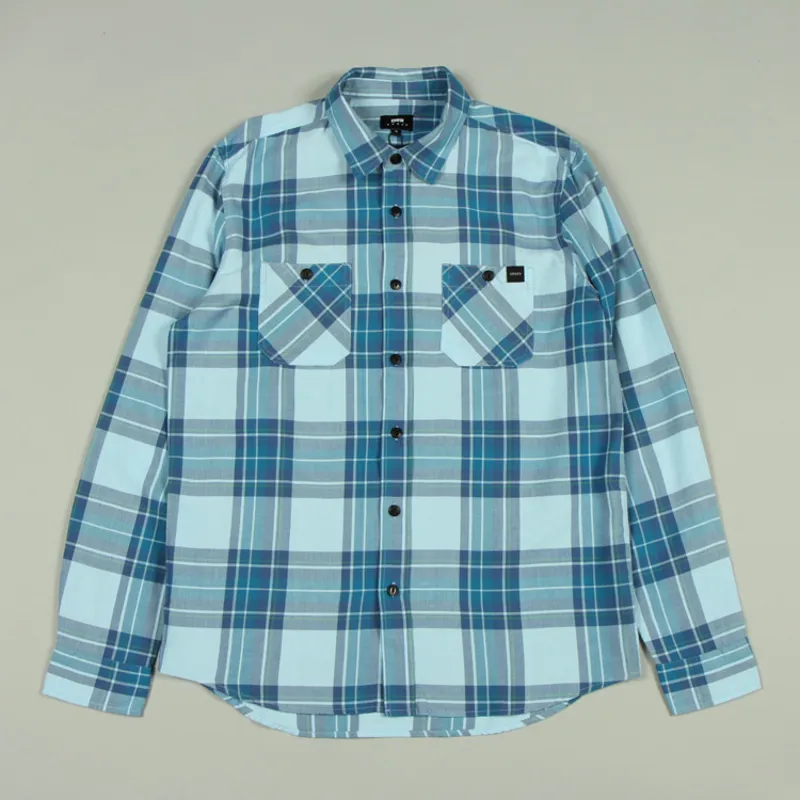 Edwin Labour Light Herringbone Flannel Shirt - Cool Blue 
